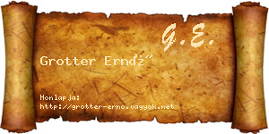 Grotter Ernő névjegykártya